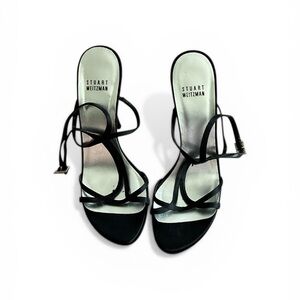 Stuart Weitzman Black Strappy Stiletto Sandals